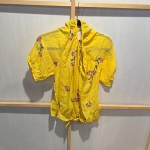 Yellow Floral Embroidered Top